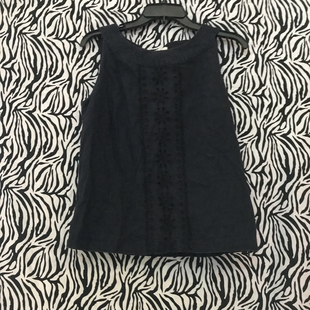 Navy top with floral details